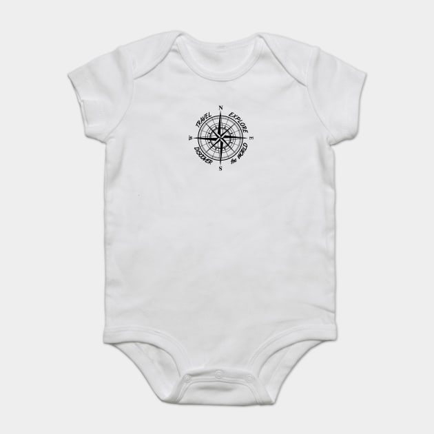 Travel explore discover the world compass Baby Bodysuit by gegogneto